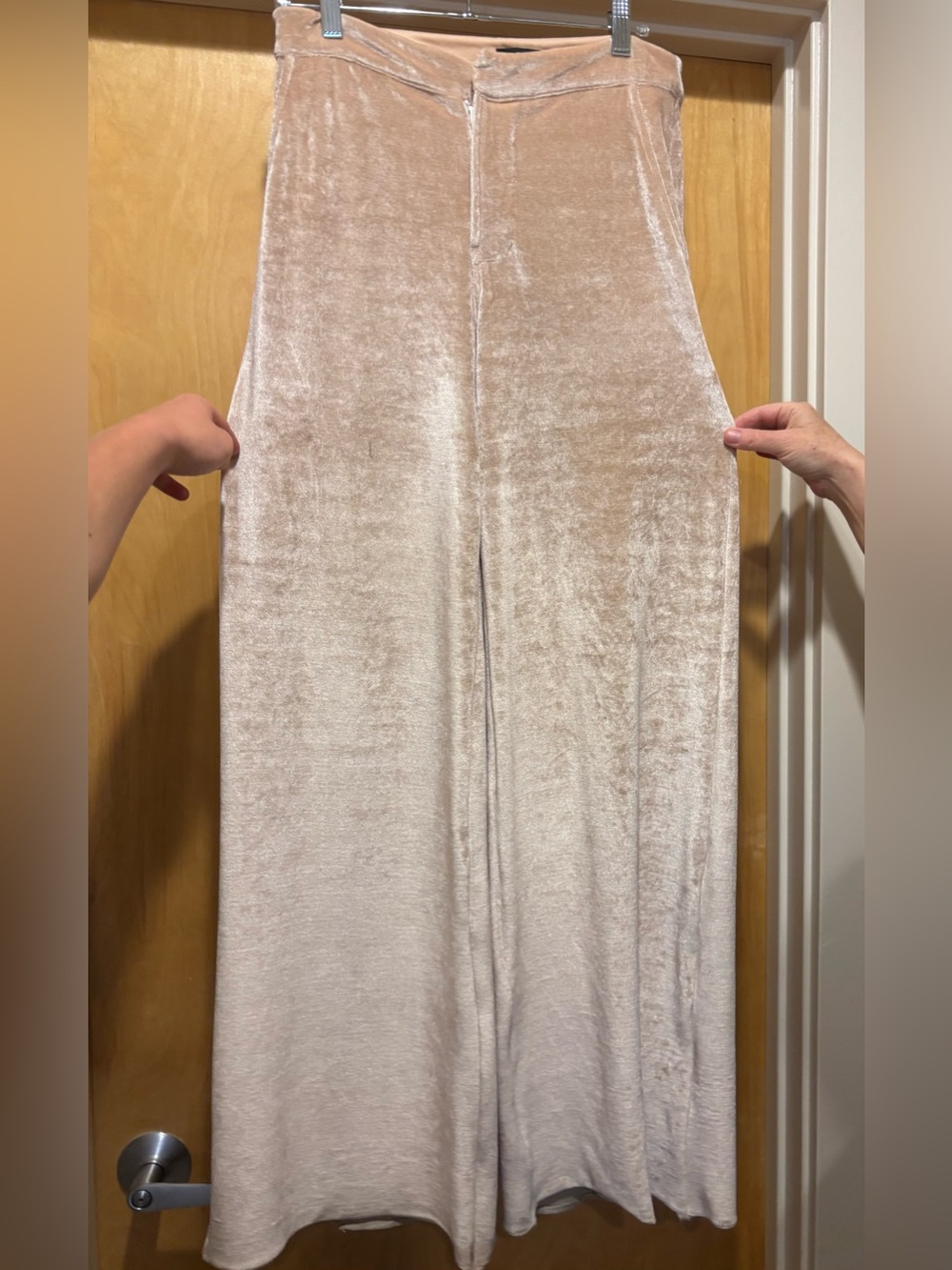 Stone Row Champagne Velvet Wide-Leg Pants – Size XS